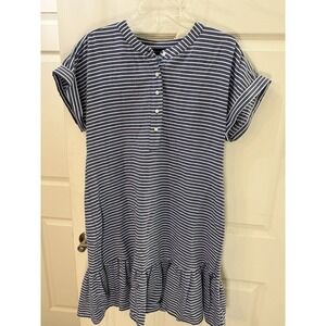 Tommy Hilfiger Nautical Beach Striped Dress Short Sleeve Cotton Blend Size 10